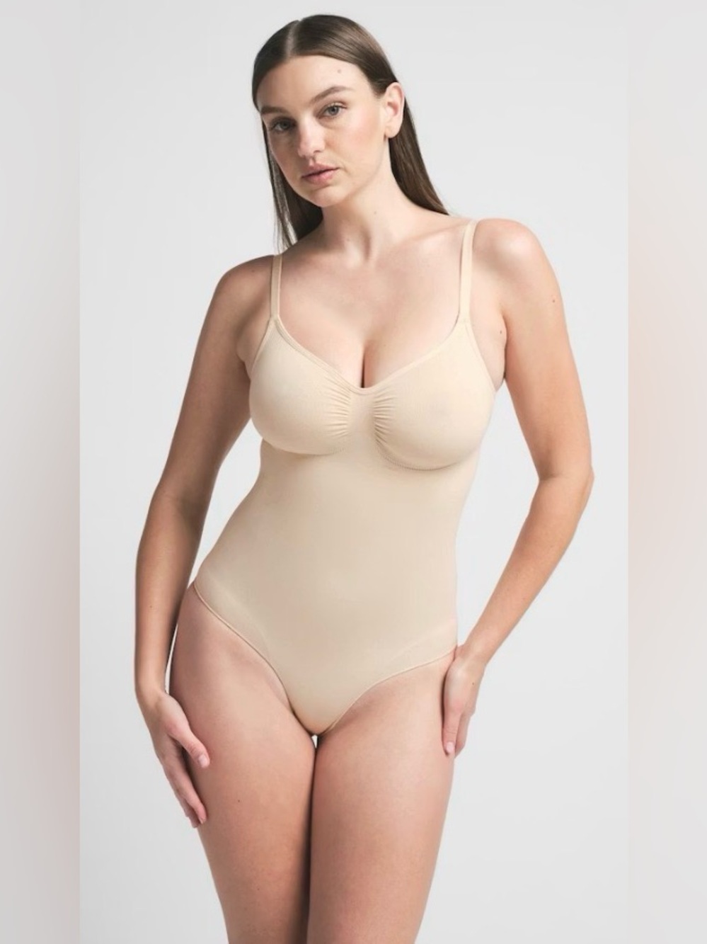 Skims Seamless Sculpt Brief Bodysuit Shaper | Sand | Small - Picture 2 of 11